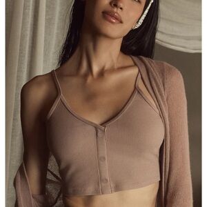 ALO Yoga Taupe Ribbed Delicate Lounge Tank
